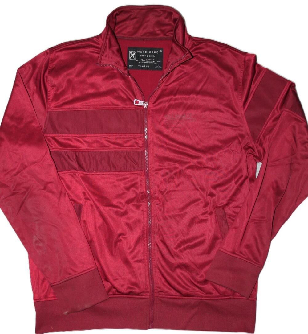 Marc Ecko Jacket Mens L Red Track Full Zip Athletic Casual Knit Polyester
